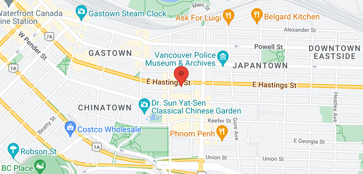 map of 204 138 E HASTINGS STREET